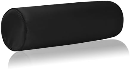 Satin Cylinder Pillowcase | Silk-Like Roll Bolster Pillow Cover with Hidden Zipper | Neck Roll Covers for Hair & Skin Friendly（ Black16 x 6" ） by Velvetcossy