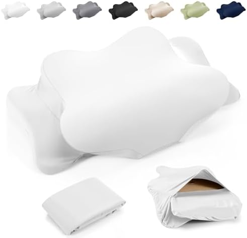 Hahafelt Cooling Cervical Pillowcase Cover with Envelope Closure (Only Pillow Case) Ergonomic Neck Pillowcase Smooth Soft Cool Pillow Cover for Side Back Stomach Sleepers(White,Standard Size) by Hahafelt