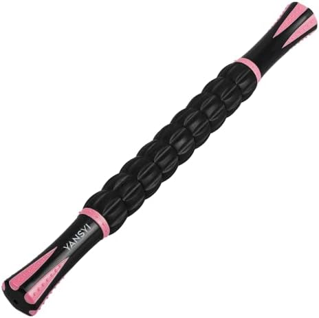 YANSYI Professional 9-Roller Deep Tissue Massage Stick - Portable Muscle Recovery Roller for Athletes, Relieves Post-Workout Soreness & Leg/Back Pain - Portable Physio Tool (Pink) by YANSYI