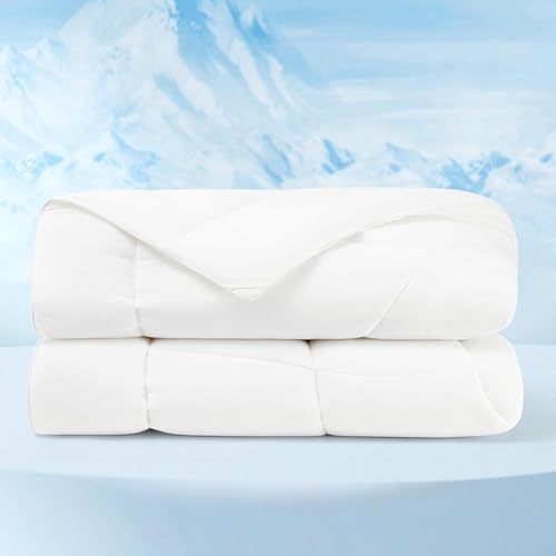 Bedsure Cooling Comforter King Size - Cooling Blankets for Hot Sleepers, Lightweight Comforter for Summer with Dual-Sided Cool Tech, Soft Breathable Cold Blanket for Sleeping, White, 102x90 Inches by Unknown