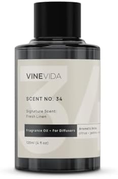 VINEVIDA Fresh Linen Fragrance Oil for Cold Air Diffusers - 4 Fl Oz - Essential Oils for Diffuser Oil Refill & Air Freshener Room Spray by VINEVIDA