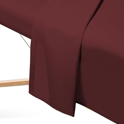 Saloniture 3-Piece Microfiber Massage Table Sheet Set - Premium Facial Bed Cover - Includes Flat and Fitted Sheets with Face Cradle Cover - Burgundy - Image 4