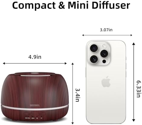 SEEDSEEL 300ML Essential Oil Diffuser, Aromatherapy Diffuser with Remote Control, 4 Timers, 7-Color LED Light and Waterless Auto-Off for Room, Bedroom, Home - Image 2
