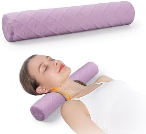Cozyhealth 3.1" H Small Cervical Roll Pillow, Medium Soft Memory Foam Neck Round Pillow Cylinder Bolster Pillow for Sleeping, Round Neck Support for Bed, Legs, Back and Yoga (Purple, Small - 3.1" H) by Cozyhealth