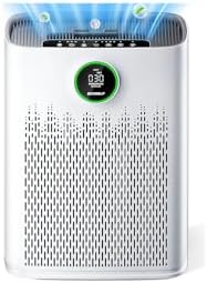 Air Purifiers for Home Large Room, Cover Up to 2400 Ft² with True HEPA Filter, Smart Mode, PM2.5 Air Quality Display, 22dB Sleep Mode, Aromatherapy with 2X-Purification & 360°Air Outlet, HAP603, White by ECOSELF