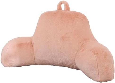 Aimuan Reading Pillow Bed Rest Pillow with Arms Rabbit Fur Back Pillow for Sitting up in Bed Adults Teens Incline Rest Sleeping Snoring with Pregnancy Lumbar Waist Support (Standard, Blush) by AIMUAN