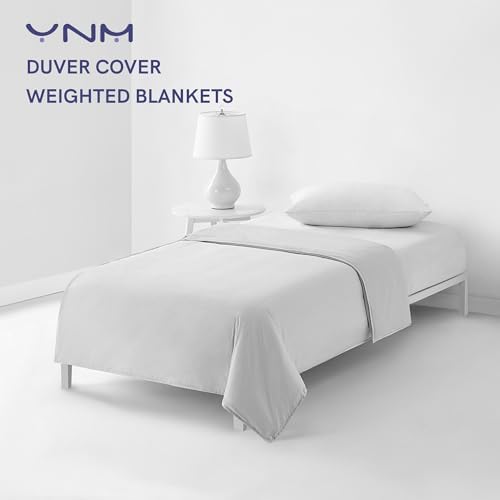 YnM Exclusive Cotton Duvet Cover for Weighted Blankets with 16 Strings (Light Grey, 88"x104") - Image 2