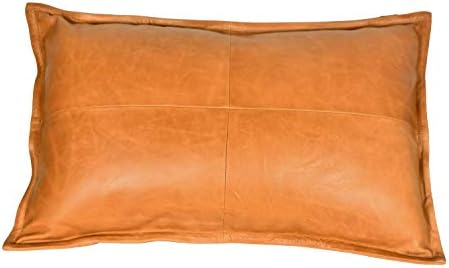 LL LEATHER LOVERS 100% Lambskin Leather Pillow Cover - Sofa Cushion Case - Decorative Throw Covers for Living Room & Bedroom - Mango Box Tan Crunch Pack of 1-10X18 Inch by LLLEATHERLOVERS
