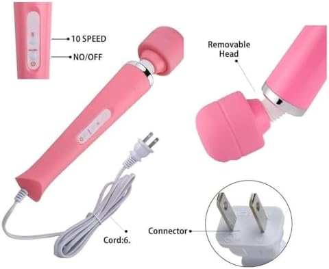 Vibrating Massager Big Tool Deep Tissue Full Body Massager for Muscle Relief Back Neck Hand Foot Leg Arm Massage Powerful Handheld Tool for Women Muti Speeds Pink Massage - Image 2