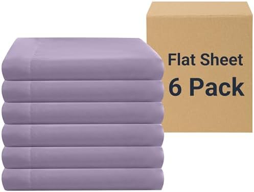 ZPECC Queen Flat Sheet Only 6 Pack, Durable Lavender Top Bed Sheets Hypoallergenic Soft Brushed Microfiber Color-Coded Label, 90"x102" by ZPECC-ABrandThatHasBeenFocusedOnBeddingFor20Years