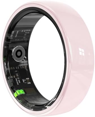 Pink Ceramic Smart Ring for Women, Health & Sleep Tracker, Size 6 by Sqrutri