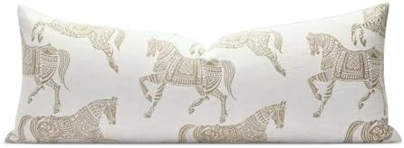 14x36 Lumbar Pillow Cover, Double Sided Horse Pattern Chenille Jacquard Long Body Pillow Covers for Bed Couch Sofa, Decorative Throw Pillows Cushion Cover for Living Room Bedroom by AIBUHOME