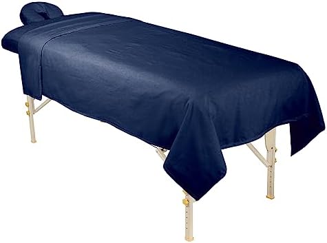 ForPro Premium Flannel 3-Piece Massage Sheet Set, Ocean Blue - Image 3