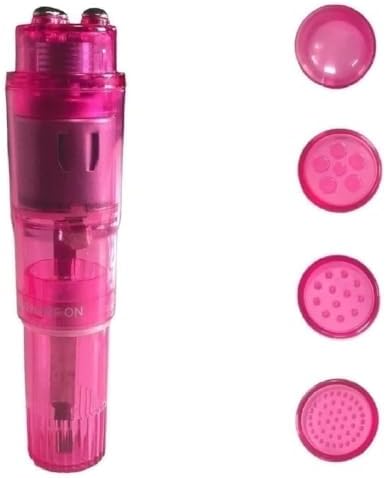 Small Mini Massager Portable Pen for Body Face, Neck, Head,Back Massage with 4 Heads (1PC Pink) by Finever