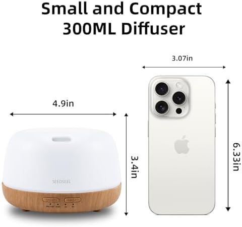 SEEDSEEL 300ML Essential Oil Diffuser with 7-Color LED Lights and Remote Control, Modern Minimalist Design, High-Efficiency Ultrasonic Mist Aromatherapy Diffuser for Home - Image 2