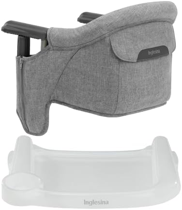 Inglesina Fast Table Chair - Stone Gray Melange + Fast Dining Tray - Portable Baby High Chair - for Babies & Toddlers up to 37 lbs - Fits Tables 0.8'' to 3.5'' Thick - Compact - Travel Bag Included by Unknown