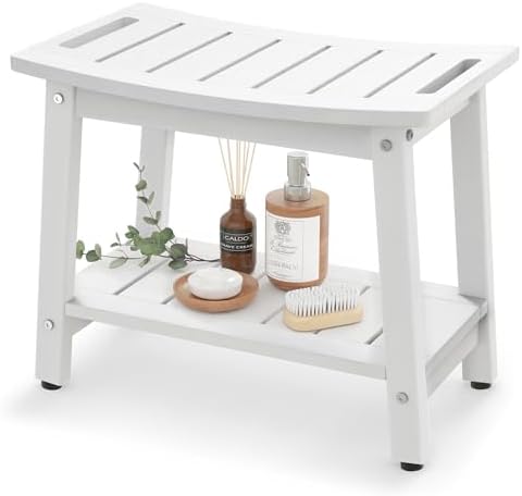 Waterproof HDPE Shower Bench for Inside Shower, Shower Stool, White by BEKVEMLIVING