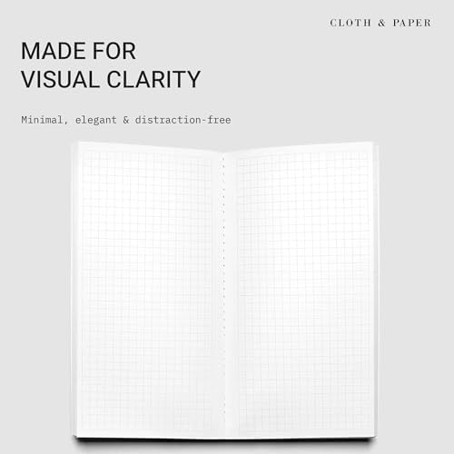 Cloth & Paper Travel Notebook | Graph Notebook – Olive | Pocket Plus Grid Paper Notebook 3.2" x 6" | Graph Layout for Notes, Diagrams, Lists & Structured Planning for Work or Study – Soft Touch Cover - Image 2