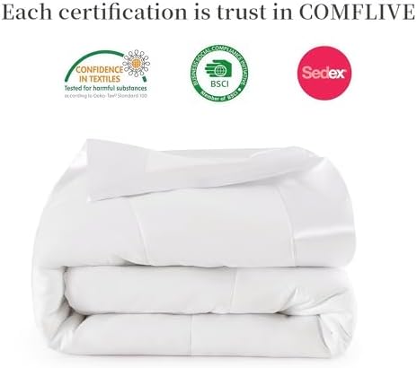 COMFLIVE Twin Down Alternative Blanket - Lightweight Satin Trim, White - Image 6