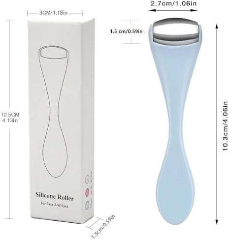Mini Eye Face Rollers Massager 304 Stainless Steel Ice Silicone Roller for Relief Pain Skincare Facial (Blue Color) - Image 2