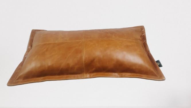 LL LEATHER LOVERS 100% Lambskin Leather Pillow Cover - Sofa Cushion Case - Decorative Throw Covers for Living Room & Bedroom, Light Brown Crunch Box Pack of 2-22X30 Inch - Image 4