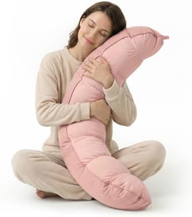 Peallow(Pat. Pend) – Long Round Body Pillow for Adults, Bolster Pillow for Sleeping, Soft and Supportive Pillow for Sleeping & Lumbar Support by Ailuteie