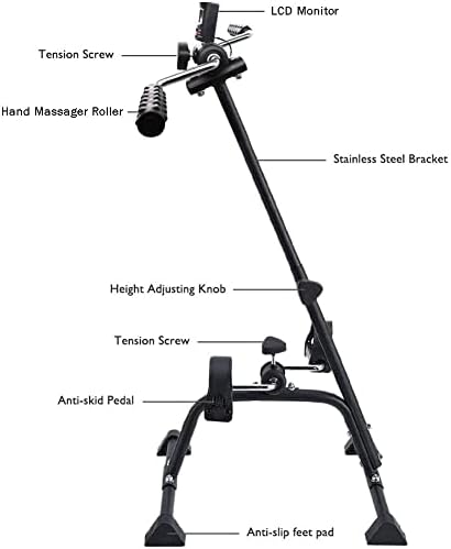 Pedal Exerciser Bike Hand Arm Leg and Knee Peddler Adjustable Fitness Equipment for Seniors, Elderly Home Pedal Exercise Bike for Total Body, with Gift Box & Monitor - Image 3