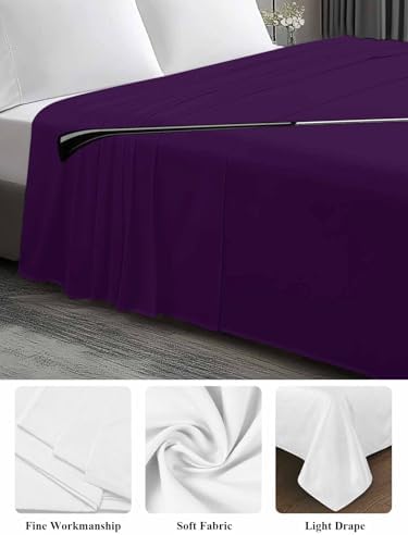 California King Flat Sheet Golf Ball Club Flat Sheets Only Soft Breathable Microfiber Bedding Top Sheets Luxury Hotel Quality Game Sports Purple Cal King Bed Sheet for All Season Bedroom Dorm Decor - Image 5