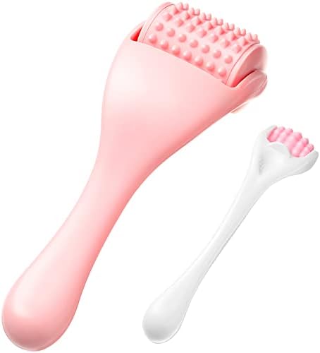 Tondiamo 2 Pcs Muscle Roller Portable Small Silicone Massager Roller Deep Tissue Muscle Massage Stick Cellulite Remover Scar Tissue Massager for Relief Face Neck Arm Back Leg(Pink,Silicone) by Tondiamo