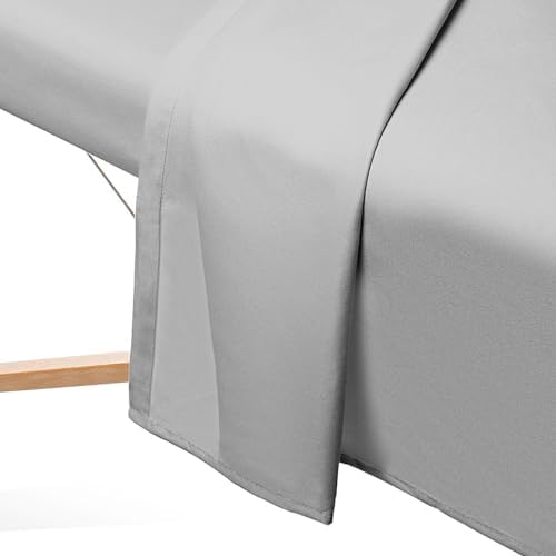 Saloniture 3-Piece Microfiber Massage Table Sheet Set - Premium Facial Bed Cover - Includes Flat and Fitted Sheets with Face Cradle Cover - Light Gray - Image 4