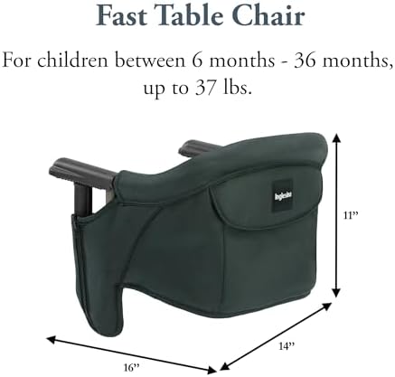 Inglesina Fast Table Chair, Dark Green - Portable Baby High Chair - for Babies & Toddlers up to 37 lbs - Collapsible - Fits Tables 0.8'' to 3.5'' Thick - Compact & Easy to Use - Travel Bag Included - Image 3