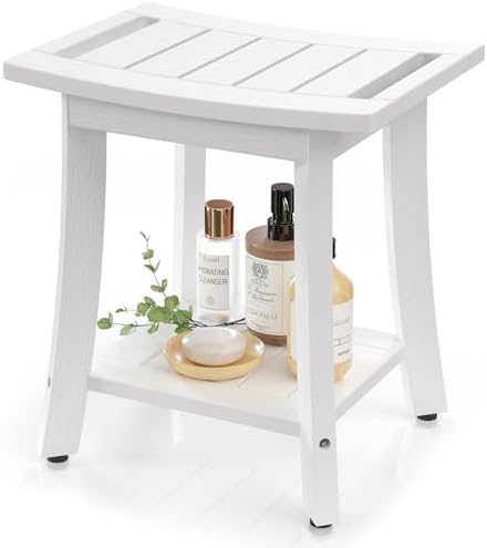 Waterproof HIPS Shower Bench for Inside Shower, Shower Stool, White by BEKVEMLIVING