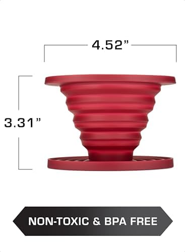 COLETTI Sierra Camping Pour Over Coffee Dripper — Collapsible Pour Over Coffee Dripper — Includes Pack of Paper Filters [Red, Pack of 1] - Image 3
