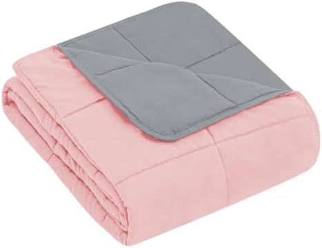 yescool Weighted Blanket (10 lbs, 41" x 60", Pink & Grey) Cooling Heavy Blanket, Perfect for 90-110 lbs, Breathable Throw Blanket Gifts with Premium Glass Bead, Machine Washable - Image 2