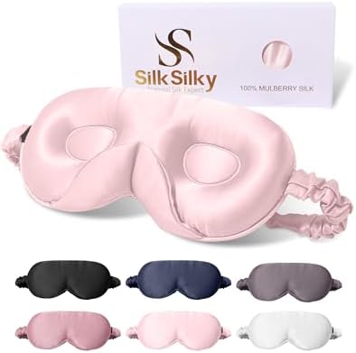 SilkSilky 100% 22 Momme Mulberry Silk Sleep Mask, Pink by SilkSilky