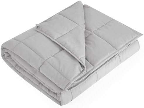 L'AGRATY Weighted Blanket Queen Size（15lbs, 60"x80"） Cooling Heavy Blanket Microfiber for Adults Breathable Big Weighted Throw Blanket for Summer Fall Winter, Light Grey by LAGRATY