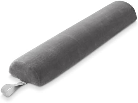 Saloniture Half Round Massage Table Bolster Pillow Pad - 26 x 6 x 3 Inch - Gray Velour by Saloniture