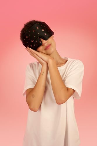 Glow People Silk Sleep Mask – 100% Mulberry Silk Eye Mask for Sleeping, Total Blackout, Cloud-Soft and Adjustable for Beauty Sleep and Travel - Black Rose - Image 6