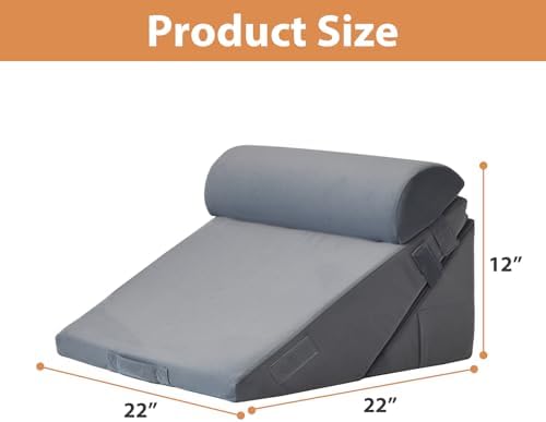 3PCS Wedge Pillow for Acid Reflux Relief, Adjustable Wedge Pillow Headboard, Bed Wedges Pillow for Back Pain Relief, Sleeping, Post Surgery, Back Support Pillows for Sitting Up, Snoring, Plush Grey - Image 3