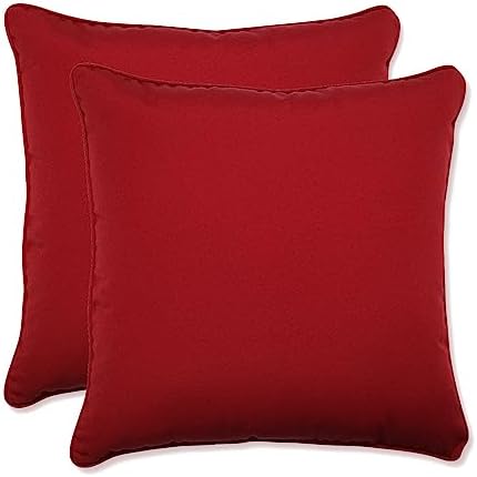 Pillow Perfect Pompeii Solid Indoor/Outdoor Throw Pillow Plush Fill, Weather and Fade Resistant, Throw - 18.5" x 18.5", Red, 2 Count by PillowPerfect