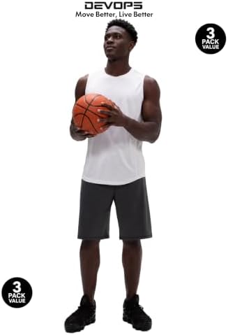 DEVOPS 3 Pack Sleeveless Men's Muscle Shirts Dry Fit Tank Top Gym - Image 6