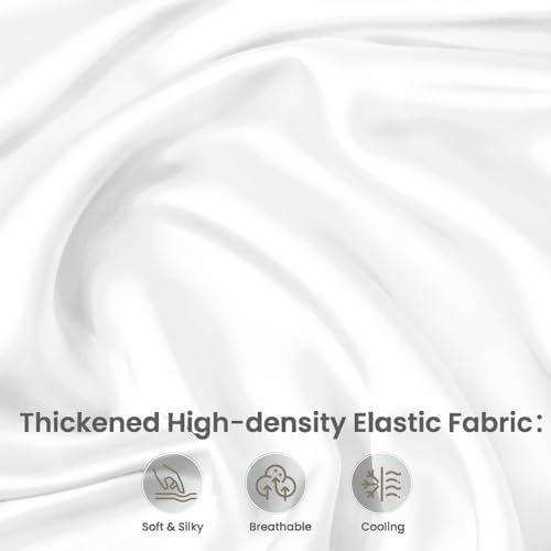 Thickened Satin Pillowcase, Elastic 16 * 24In Pillow Cover for Cervical Pillow or Memory Foam Pillows, Smooth & Soft Hair and Skin Friendly, Queen Size with Zipper White - Image 3