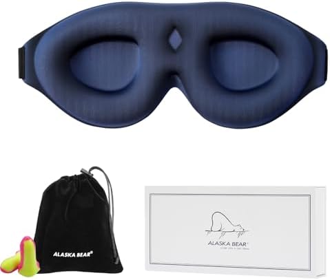 ALASKA BEAR Memory Foam Sleep Mask, Contoured Eye Cups for Women Men, Blue by ALASKABEAR