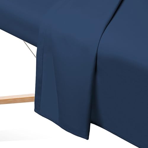Saloniture 3-Piece Microfiber Massage Table Sheet Set - Premium Facial Bed Cover - Includes Flat and Fitted Sheets with Face Cradle Cover - Navy Blue - Image 4