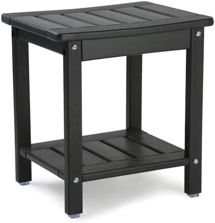 Apolimi Shower Chair,HDPE Shower Bench for Inside Shower to Sit On It, Shower Stool with Storage Shelf 2-Tier Spa Stool for Elderly,Water Resistant & Non-Slip Design Shower Seat Bench (Black S Size) by Apolimi