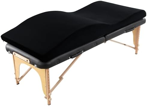 HOMBYS Ergonomic Curvy Foam Massage Bed Mattress Topper, Massage Table Mattress Topper with Removable Velvet Cover, Non-Slip Lash Bed Cushion Only for Beauty Salon(Bed Not Included), Black by HOMBYS