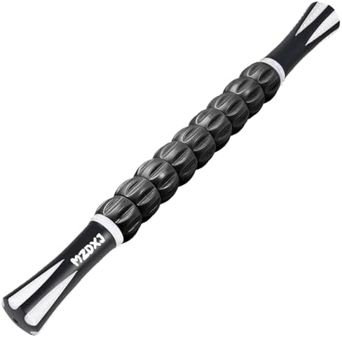 Muscle Roller Massage Roller Stick- Deep Tissue Fascia Blaster for Myofascial Pain Relief, Lymphatic Drainage & Body Sculpting, Handheld Physical Therapy & Recovery Tool (White Black) by Morepicksawait%E2%80%94godiscover