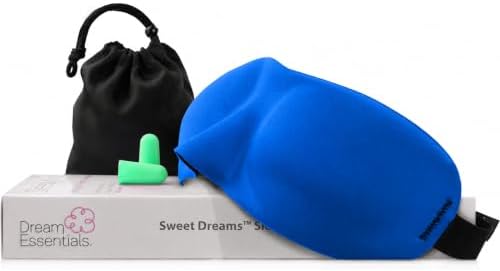 Dream Essentials Sweet Dreams Contoured Sleep Mask Kit, Royal Blue Eye Mask for Sleeping with Travel Pouch, Earplugs, Lash Space, Quick Release Strap, Light Blocking Travel Accessories Gift Set - Image 2