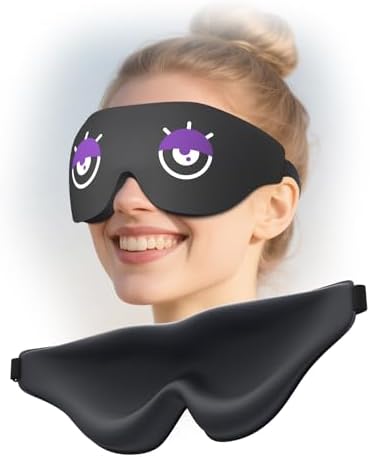 EVA BELLE Sleep Mask Women Men, Comfy Blackout Eye Mask for Deep Sleep, 3D Memory Foam Sleeping Mask, Silk Sleep Eye Cover, Cute Funny Eyeshade Covers, Adjustable Elastic Strap & Soft Breathable by Evabelle