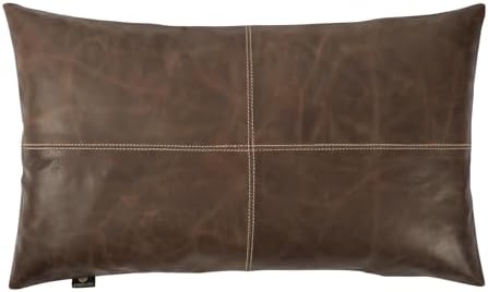 LL LEATHER LOVERS 100% Lambskin Leather Pillow Cover - Sofa Cushion Case - Decorative Throw Covers for Living Room & Bedroom, Chiku Brown Plain Pack of 1-12X20 Inch by LLLEATHERLOVERS